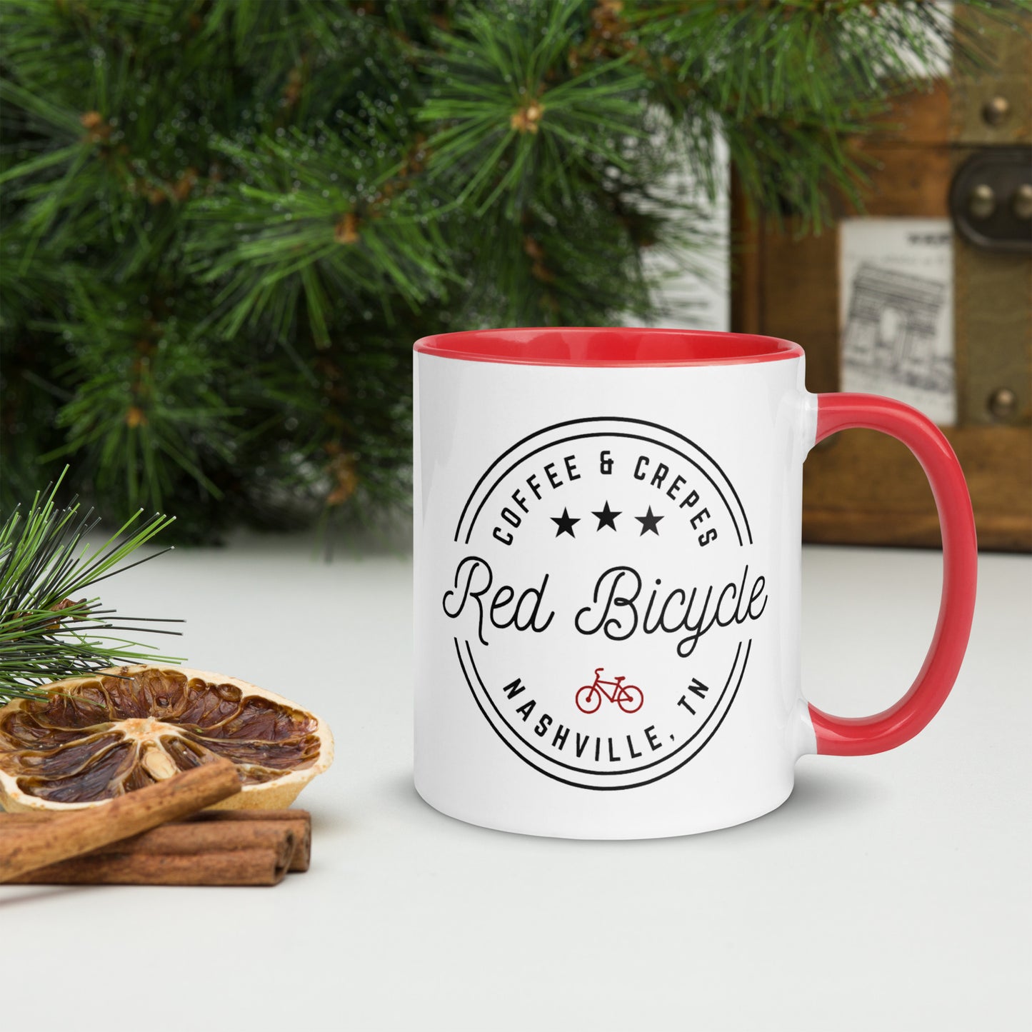 Red Bicycle Mug with Color Inside